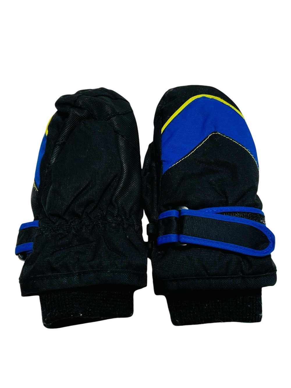 Baby’s 12-24M Black Kids Winter Mittens with Blue & Yellow Accents